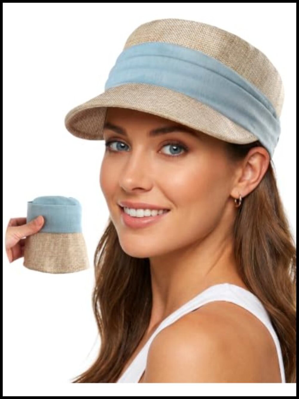 Foldable Lightweight Newsboy Cap Sun Hat Flat Top Baker Boy Cap